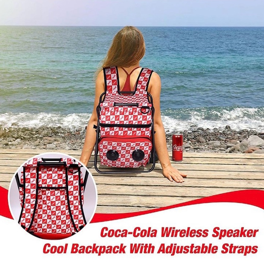 Coca Cola Red & White Bluetooth Cooler Speaker Chair - Picture 4 of 6